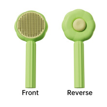 (Green)Sunflower Style Pet Dog Cat Brush Grooming Cleaning Massage Hair Comb Cleaners