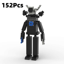 (Black)Skibidi Toilet Tv Man Cameraman Building Blocks Diy Puzzle Toys Abs Kids Gifts