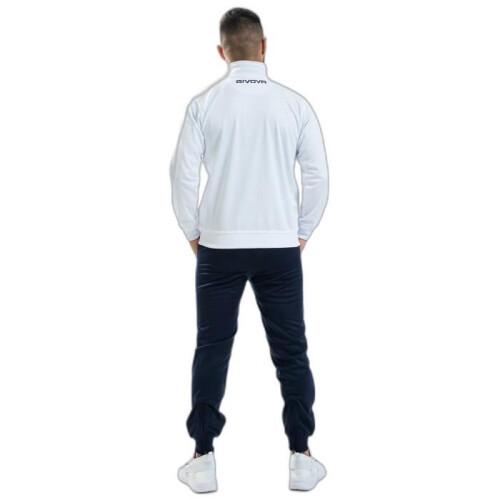Felpa con zip in pile Givova One - bianco/blu navy 1