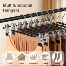 Lot de 20 Cintres Noirs à Pinces pour Pantalons, Antidérapants et Peu Encombrants, pour Jeans, Pantalons et Jupes Noir