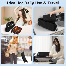 Sac de Rangement pour Sèche-Cheveux - Capacité, Tapis Résistant à la Chaleur, Rangement Dédié pour Fers à Friser - Noir