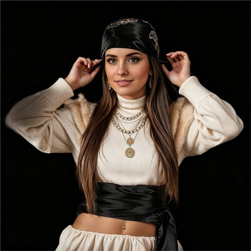 Set di 5 Accessori per Costume da Pirata da Donna e da Uomo per Halloween e Cosplay, Colore Nero. 1