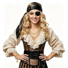 Conjunto de 5 Peças de Acessórios para Fantasia de Pirata Feminina e Masculina para o Halloween, Ideal para Cosplay. Cor: Preto.