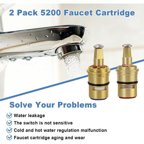 2-Pack 52000 Dual Handle Brass Shell Ceramic Disc Cartridge for Moen Faucets 2