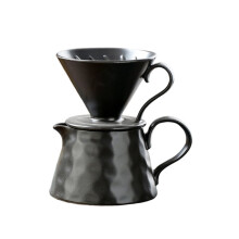 Ceramic Pour over Coffee Set for Dripper with Carafe 2Pcs for Home Brewing Black