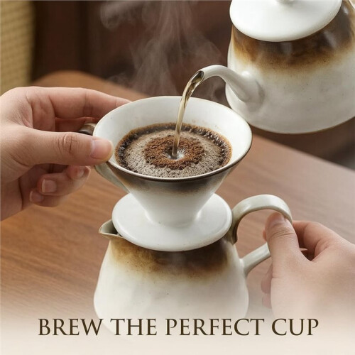 Ceramic Pour over Coffee Set for  Dripper with Carafe  2Pcs for Home Brewing 1