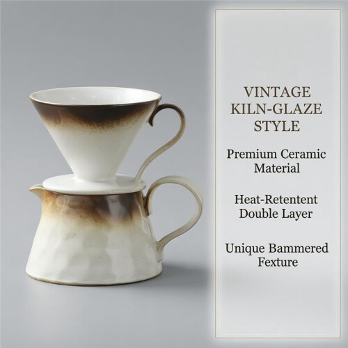 Ceramic Pour over Coffee Set for  Dripper with Carafe  2Pcs for Home Brewing 2