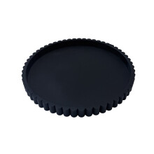 Bandeja de Tocador Redonda de Silicona Festoneada de 12 Pulgadas, Impermeable y Antideslizante, Organizador para Baño y Cocina, Color Negro