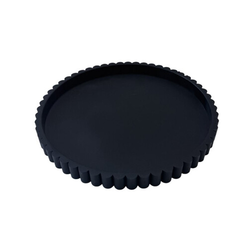 Bandeja de Silicone Redonda e Ondulada de 30 cm (12 Polegadas), Impermeável e Antiderrapante, para Banheiro e Cozinha, Preta. 1
