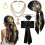 Set di 5 Accessori per Costume da Pirata da Donna e da Uomo per Halloween e Cosplay, Colore Nero. 1