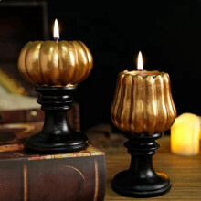Halloween Decoration Pumpkin Candle Holder Ornament Desktop Decoration Candle Holder Resin Candle Holder Ornament Round