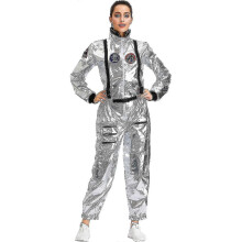 (S, women silver) Astronaut Costume Men Halloween Costume For Women Jumpsuits Astronaut Suit Adult Cosplay Costumes SHZNV SHJ