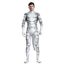 (M) Funny Animal Costumes For Men White Tiger Cosplay 3D Printed Jumpsuit Halloween Disguise Carnival Party Costume
