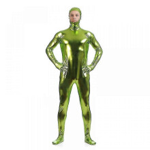 (Adult S, green) High Quality, Men's Full Face Exposed Gel Coat, Full Body Zentai Stage Performance Suit, Gold Jumpsuit, Halloween