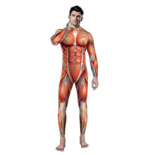 (L, A) Men's Full Body Muscle Anatomy Jumpsuit for Halloween Cosplay and Skincare Friendly Outfits