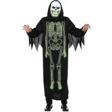 (165cm, 31.11) Halloween Costume Carnival Luminous Skeleton Men's Ghost Costume Spooky Men's Black Night Wandering Soul Costume