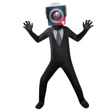 (190, Monitorman) The Skibidi Toilet Cosplay Costume Adult Mens Halloween Carnival Party Fancy Dress Bodysuit Outfits Speakerman