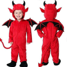 (L, A) Kids Red Demon Devil Evil Bat Vampires Dress Halloween Cosplay Costumes Bull Ghost Party Role Playing Up Jumpsuit For Kids