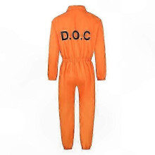 (XL, light orange) Halloween Prisoner Cosplay Jumpsuit with Manacle Unisex Adult Child Role Play Costume