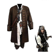 (M, wig hat) Pirates Of The Caribbean Cosplay Costume Movie Jack Sparrow Cosplay Full Set Costume Club Halloween - DSW