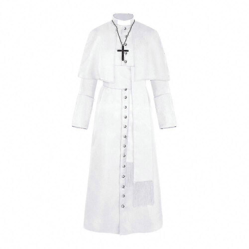 (M, White) Solid Pastor Cos Costume Halloween Priest Medieval Retro Cosplay Costume 1