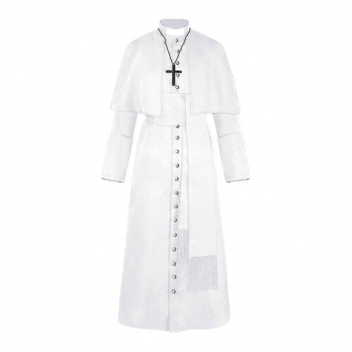 (M, White) Solid Pastor Cos Costume Halloween Priest Medieval Retro Cosplay Costume 2