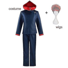 (M, Costume with Wig) Jujutsu Kaisen Yuji Itadori Cosplay Costume with Wig for Halloween Party