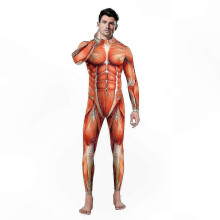 (XL, A) 3D Printed Muscle Anatomy Jumpsuit for Men - Full Body Costume for Halloween & Cosplay Events