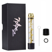 (Gold)Glass Spiral Shaped Round Mouth Dry Burning Cigarette Nozzle Accessories Tool