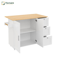 HOMAIRE White Kitchen Island Cart with Foldable
