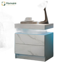 HOMAIRE LED Nightstand with 2 Drawers White