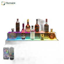 HOMAIRE LED Lighted Walnut Liquor Display Shelf