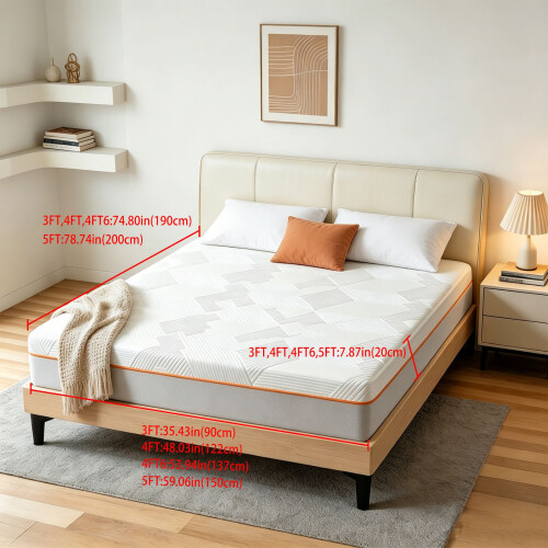 HOMAIRE 20cm Medium Foam Mattress White Multi 1