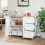 HOMAIRE White Kitchen Island Cart with Foldable 6