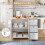 HOMAIRE White Kitchen Island Cart with Foldable 3