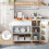 HOMAIRE Foldable Kitchen Cart White Oak 132.5cm 4