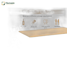 HOMAIRE Foldable Kitchen Cart White Oak 132.5cm