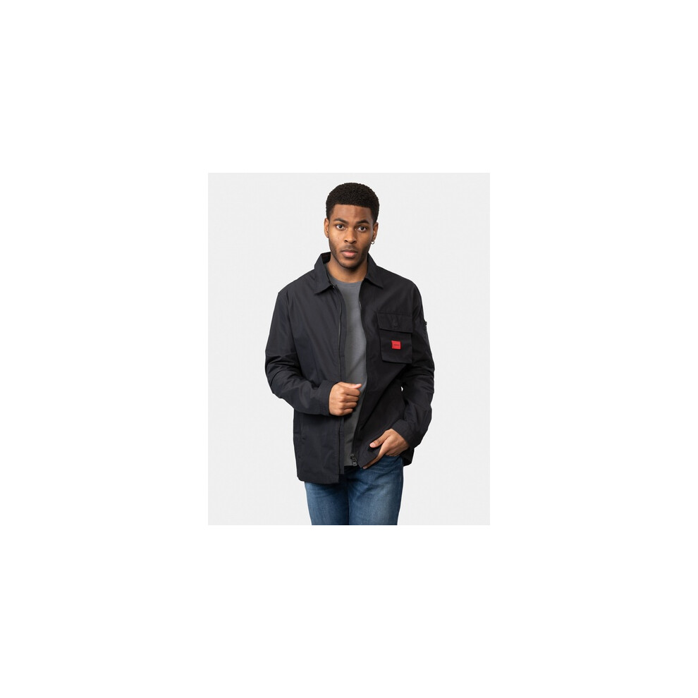 Hugo Emmond Patch Pocket Logo Regular Fit Zip Through Overshirt - Black - Image 5