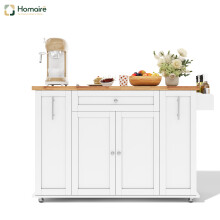 HOMAIRE White Kitchen Island Cart with Foldable