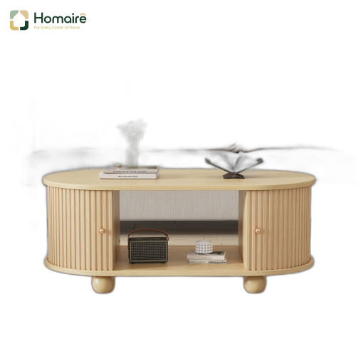HOMAIRE Oval Wood Coffee Table with Storage