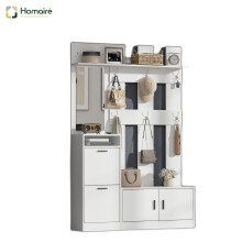 HOMAIRE White Hall Tree with Mirror & Shoe Storage