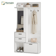 HOMAIRE White Hall Tree with Mirror & Storage