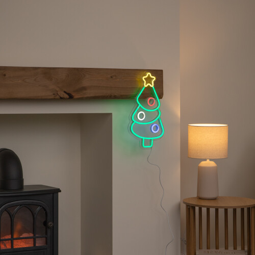Christmas Tree Neon Light Up Decoration | Multi-Coloured USB LED Sign 1