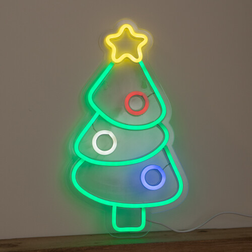 Christmas Tree Neon Light Up Decoration | Multi-Coloured USB LED Sign 2