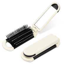 Sukhdham Foldable Hair Brush With Mirror For Women And Men, Portable Mini Pocket-Size Massage Comb Styling Soft Bristles Brush.