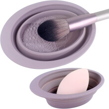 Limpiador de Pinceles de Maquillaje, Cuenco de Silicona Plegable para Limpiar Pinceles