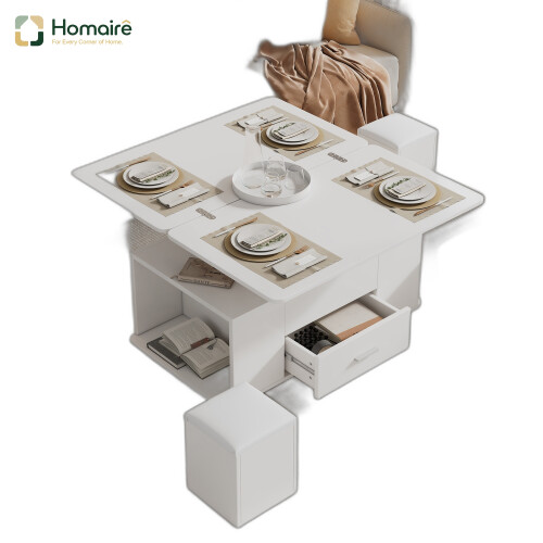 HOMAIRE White Lift Top Coffee Table with Stools