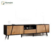 HOMAIRE TV Stand Cabinet Wood Black 180x40x46cm
