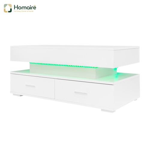 HOMAIRE Hydraulic Lift Coffee Table White 100cm