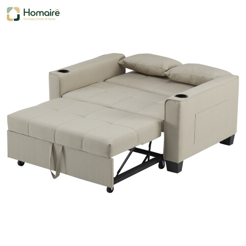 HOMAIRE 2 Seater Beige Fabric Sofa Bed